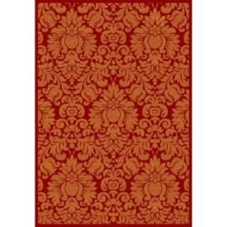 Fine spun Damask Red/ Rust Area Rug (710 X 11)