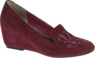 Womens Hush Puppies Emley Wedge Slip on   Plum Suede Casual Shoes