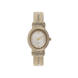 Womens Stone Accent Rope Bangle Watch, Gold