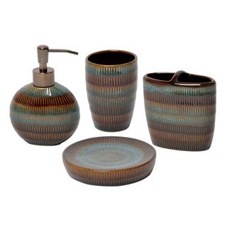 Moroccan Stripe Bath Accessory 4 piece Set