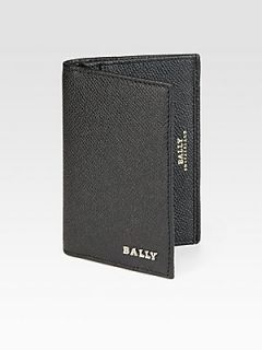 Bally Embossed Leather ID Wallet   Black