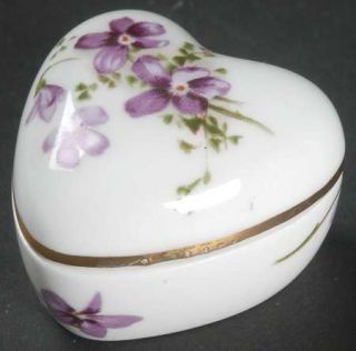 Hammersley Victorian Violets Small Heart Shape Box & Lid, Fine China Dinnerware