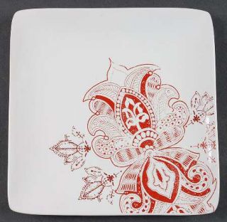 Jaclyn Smith Zanzibar Salad Plate, Fine China Dinnerware   Red Paisley Floral On
