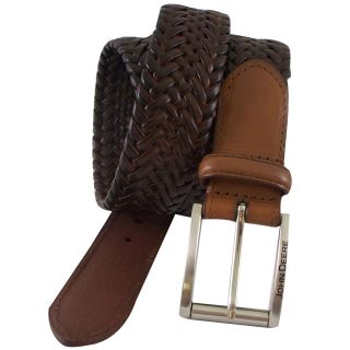 John Deere Leather Braided Belt, Tan, Mens