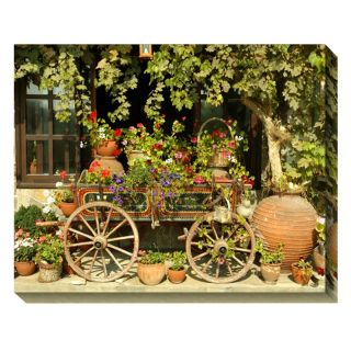 West of the Wind Flower Wagon Outdoor Canvas Art Multicolor   OU 33451