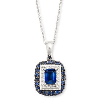 Closeout Le Vian Sapphire and 1/6 CT. T.W. Diamond Pendant, Wg (White Gold),