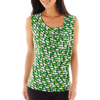 Worthington Pleated Shoulder Top, Green