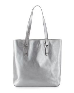 Abbi Metallic Leather Tote Bag, Silver