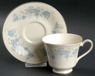 Royal Doulton Michelle Footed Cup & Saucer Set, Fine China Dinnerware   Romance