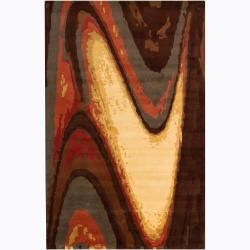 Hand tufted Mandara Wool Rug (53 X 8) (Brown, gold, burgundy, orange, greyPattern Abstract Tip We recommend the use of a  non skid pad to keep the rug in place on smooth surfaces. All rug sizes are approximate. Due to the difference of monitor colors, s