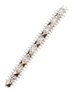 Rhodium Plated Pyramid Bracelet with Crystals