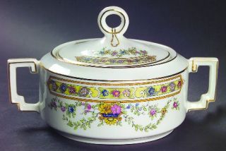 Heinrich   H&C Hc26 Sugar Bowl & Lid, Fine China Dinnerware   Multicolor Flowers