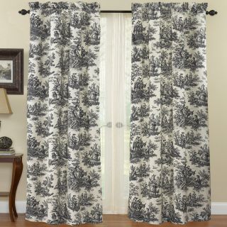 Waverly Country Life Rod Pocket Curtain Panel, Black