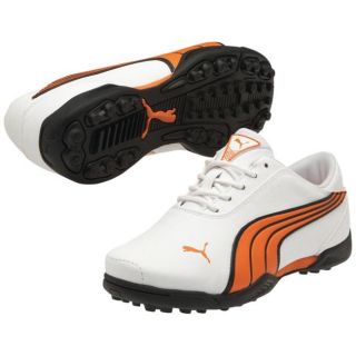 Junior Puma White / Vibrant Orange / Smoke Super Cell Fusion Ice Jr Golf Shoes (White/ vibrant orange/ smokeStyle Athletic (golf)Toe shape RoundImportedLace up closure for secure fitSpikelessMeasurement Guide Mens Shoe Sizing GuideSynthetic leather<
