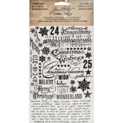 Idea ology Remnant Rubs Rub ons 4.75 X7.75 Sheets 2/pkg  Christmas Time Black and White