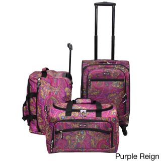 Weekender Paisley 3 piece Lightweight Spinner Upright Wheel Duffle And Shoulder Tote Luggage Set
