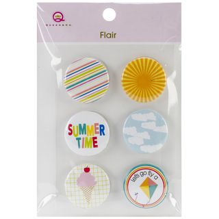 Summer Flair Selfadhesive Tin Badges 6/pkg