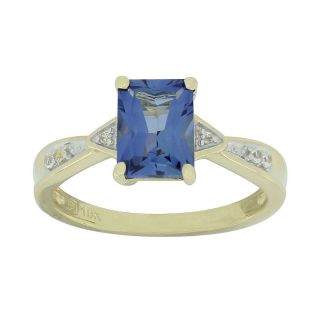 Lab Created Blue & White Sapphire Octagon Ring, Womens