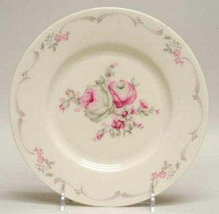 Castleton (USA) Belrose Salad Plate, Fine China Dinnerware   Pink/Gray Flowers,