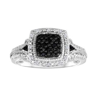 1/10 CT. T.W. White and Color Enhanced Black Diamond Ring, Womens