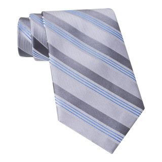 CLAIBORNE Highway Stripe Tie, Charcoal, Mens