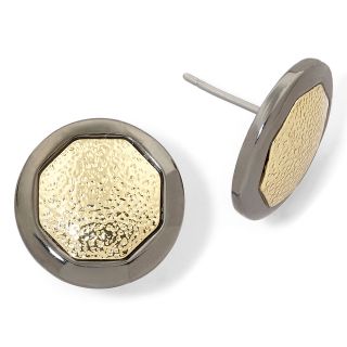 MONET JEWELRY Monet Two Tone Textured Button Earrings