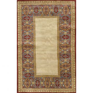 Handtufted Res Border Beige Wool Rug (5 X 8)