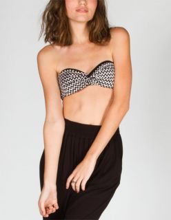 Chevron Stripe Twist Bandeau White/Black In Sizes Small, Medium, Large For Wome