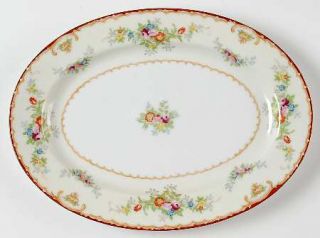 Kongo Kon31 11 Oval Serving Platter, Fine China Dinnerware   Rust Edge,Floral S