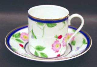 Tiffany American Garden (France) Flat Demitasse Cup & Saucer Set, Fine China Din