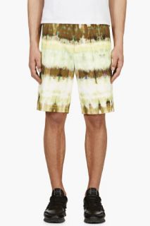 Msgm Yellow And Green Tie_dyed Stripe Shorts