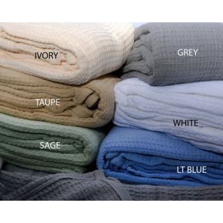 LCM Home Fashions All Season Cotton Thermal Blanket White   B053A, King