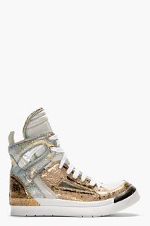 Ca By Cinzia Araia Gold Smudged Mix And Match Python 3d Sneakers