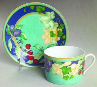 Laure Japy Gourmandise Breakfast Cup & Saucer Set, Fine China Dinnerware   Fruit
