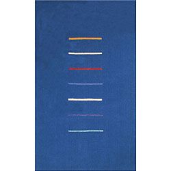 Hand tufted Stripes Blue Wool Rug (5 X 8) (BluePattern GeometricMeasures 0.5 inch thickTip We recommend the use of a non skid pad to keep the rug in place on smooth surfaces.All rug sizes are approximate. Due to the difference of monitor colors, some ru