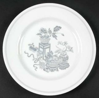 Spode Bowpot Grey Salad Plate, Fine China Dinnerware   Gray Flowers, Urns, Table