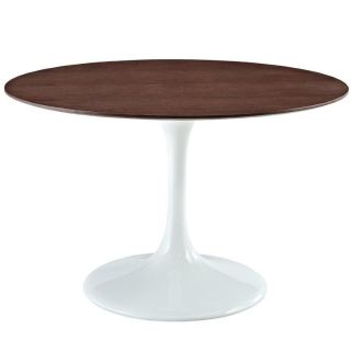 Modway Lippa Round White and Walnut Wood Coffee Table Brown   EEI 523 WHI