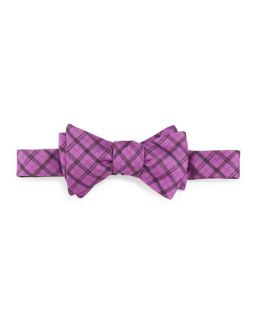 Plaid Silk Bow Tie, Purple