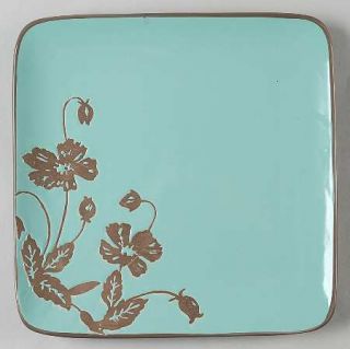 Gibson Designs Montville Dinner Plate, Fine China Dinnerware   Brown/Teal,Floral