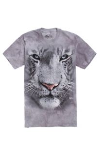 Mens The Mountain T Shirts   The Mountain White Tiger Face T Shirt