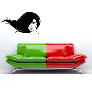 Girl With Long Hair Vinyl Wall Decal (Glossy blackEasy to applyDimensions 25 inches wide x 35 inches long )
