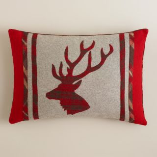 Stags Head Boiled Wool Throw Pillow   World Market