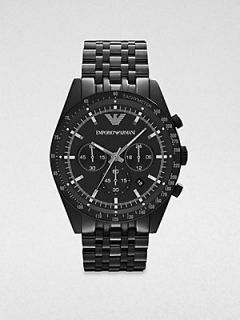 Emporio Armani Black IP Stainless Steel Chronograph Watch   Black