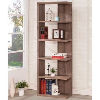 6 tier Distressed Brown Wood Bookshelf/ Display Cabinet