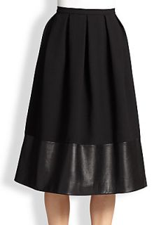 Christopher Kane Wool & Leather Princess Skirt   Black