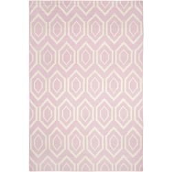 Safavieh Hand woven Moroccan Dhurrie Pink/ Ivory Wool Rug (4 X 6)