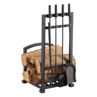Pleasant Hearth FA338LT Harper Fireplace Log Holder with 4 Piece Toolset  
