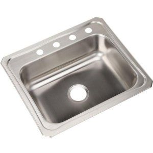 Elkay CR25224 Celebrity Top Mount Single Bowl Kitchen Sink, Stainless Steel 25