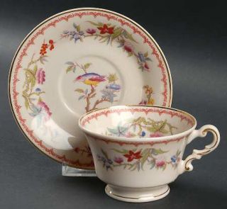 Syracuse Bombay (Gold Trim) Footed Cup & Saucer Set, Fine China Dinnerware   Vir