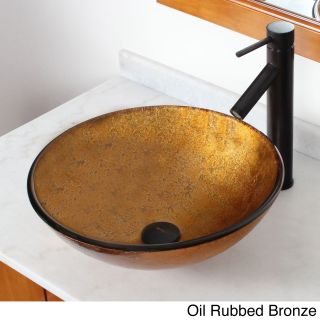 Elite 12012659 Metallic Bronze Foil Handcrafted Vessel Sink With Faucet Combo (Multicolor Unique hand painting technologyInterior/exterior Both Included Elite custom design solid brass umbrella basket pop up drain and mounting ringDurableEasy cleanNever